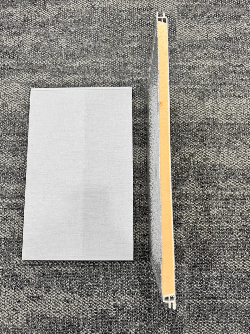 PU sandwich panel — clean white metal exterior face, full sheet close-up