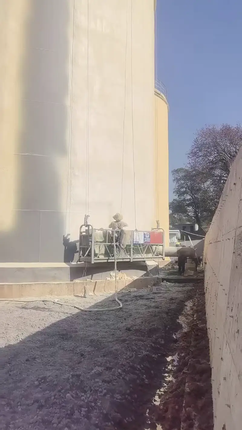 Chemical storage tank anti-corrosion polyurea spray application